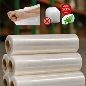 Handstretchfolie SUPERWRAP 8 µm transparent – sparsame, vorgedehnte Stretchfolie mit hoher Rückstellkraft