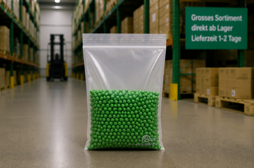 rLDPE-Druckverschlussbeutel mit Rezyklatanteil ohne Beschriftungsstreifen 90 mµ