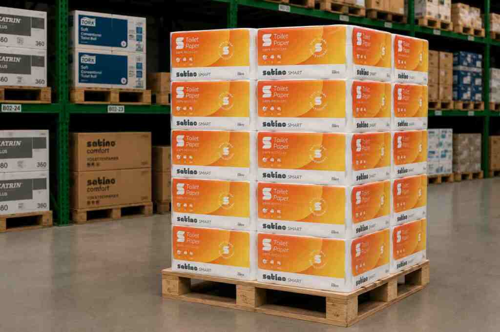 SATINO Smart Recycling Toilettenpapier hochweiss, 3-lagig, 250 Blatt