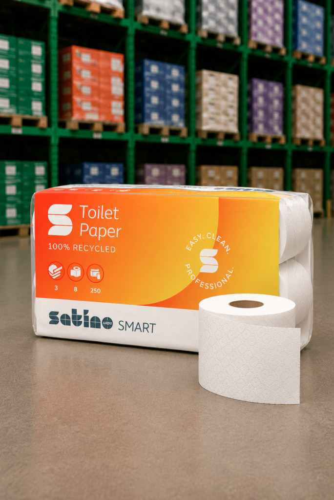 SATINO Smart Recycling Toilettenpapier weiss, 2-lagig, 250 Blatt - 1 Palette (2'112 Rollen)